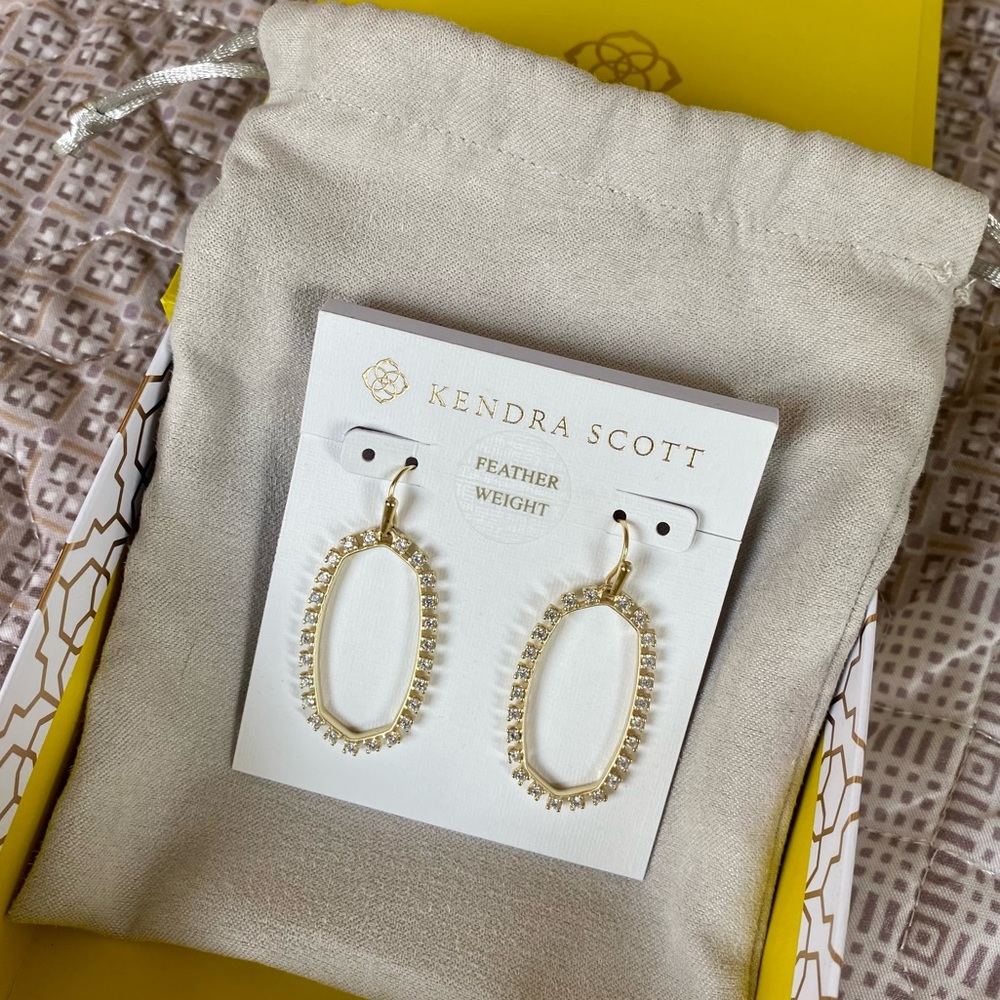 Kendra Scott Elle Open Frame Crystal Drop Earrings in Gold